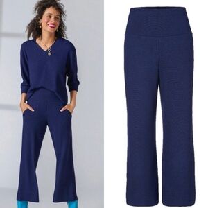 CAbi Wide Leg Knit Pants in Navy Blue